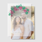 Roze Groen Roos bloemblaadjes bloementuin bruiloft Vellum Uitnodigingen (Offset (Koppel))