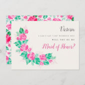 Roze Groen Roos Bloemen Tuin Bruidsmeisje Kaarten (Voorkant / Achterkant)