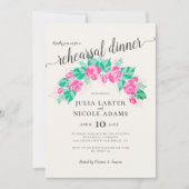 Roze Groen Roos Bloemen Tuin repetitie Diner Kaart (Voorkant)