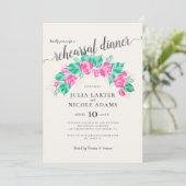 Roze Groen Roos Bloemen Tuin repetitie Diner Kaart (Staand voorkant)