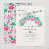 Roze Groen Roos Bloemen Tuin Trouwdouche Kaart (Voorkant / Achterkant)