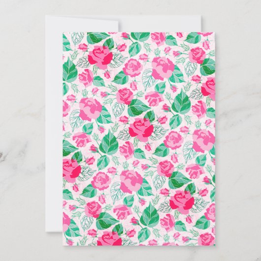 Roze Groen Roos Bloemen Tuin Vrijgezellenfeest Kaart (Achterkant)