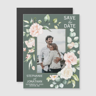 Roze groen Roos Floral Foto sparen de Magneten van