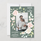 Roze groen Roos Floral Foto sparen de Magneten van (Voorkant)