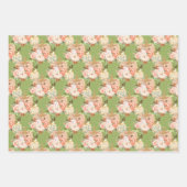 Roze Groen Roos Gouden Bloemen Pompoenen Patroon P Inpakpapier Vel (Voorkant 3)