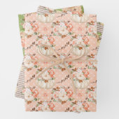 Roze Groen Roos Gouden Bloemen Pompoenen Patroon P Inpakpapier Vel (In situ)