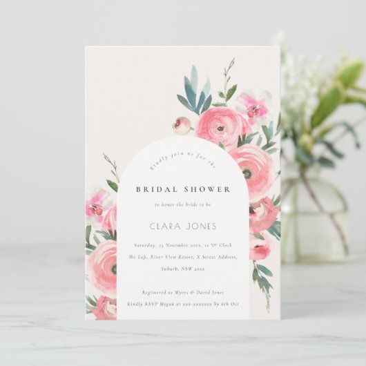 Roze groen Roos Orchid Arch Floral Vrijgezellenfee Kaart (Staand voorkant)