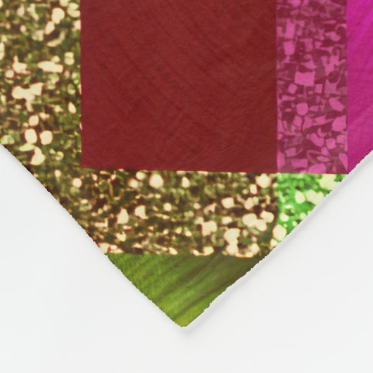 Roze Groen Sinaasappel Glitter Plaid Design Fleece Deken (Hoek)