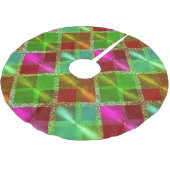 Roze Groen Sinaasappel Glitter Plaid Design Kerstboom Rok (Gekanteld)