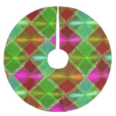 Roze Groen Sinaasappel Glitter Plaid Design Kerstboom Rok (Voorkant)