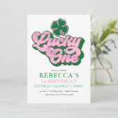 Roze Groen St. Patrick 'Lucky One Eerste Verjaarda Kaart (Staand voorkant)