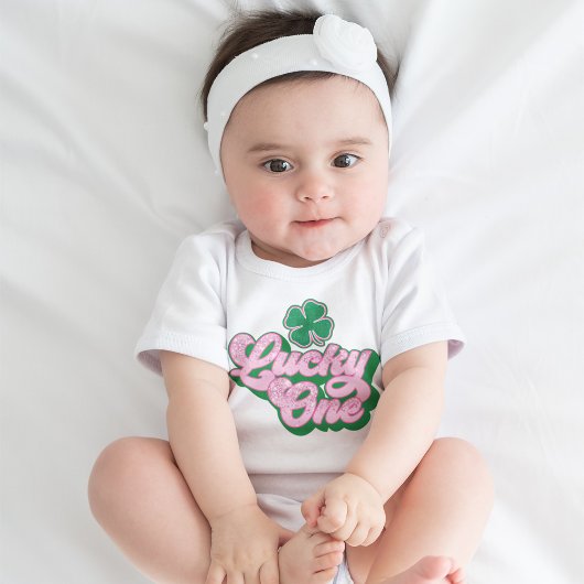 Roze Groen St. Patrick's Day Lucky One Baby Romper