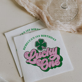 Roze Groen St. Patrick's Day Lucky One Verjaardag Servet