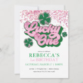 Roze Groen St. Patrick's Lucky One Eerste Verjaard Kaart (Voorkant)
