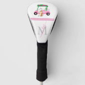 Roze Groen Stijlvolle Kar Clubs Monogram * Golfheadcover (Voorkant)