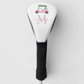 Roze Groen Stijlvolle Winkelwagen Clubs Naam Monog Golfheadcover (Voorkant)