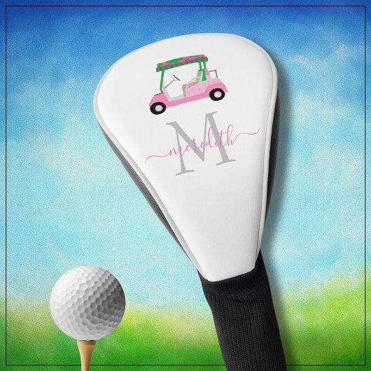 Roze Groen Stijlvolle Winkelwagen Clubs Naam Monog Golfheadcover