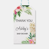 Roze groen tropisch Baby shower Cadeaulabel (Voorkant)