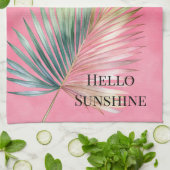 Roze Groen Tropisch blad Theedoek (Gevouwen)