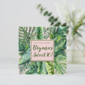 Roze & Groen Tropisch Bladeren Zoet 16 Feest Kaart (Staand voorkant)