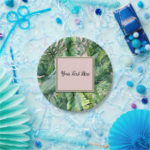 Roze & Groen Tropisch Bladeren Zoet 16 Feest Papieren Bordje (Feest)