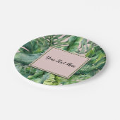 Roze & Groen Tropisch Bladeren Zoet 16 Feest Papieren Bordje (Gekanteld)
