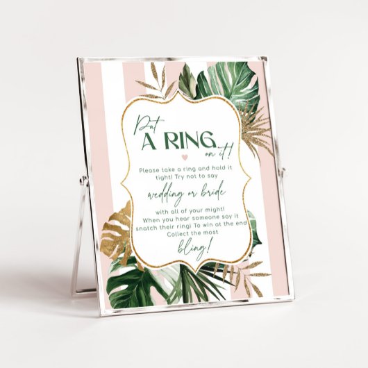 Roze groen tropisch chic dont zeggen bruid spel poster