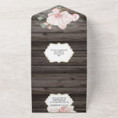 Roze groen tropisch landorchidee elegant hout all in one uitnodiging (Buitenkant)