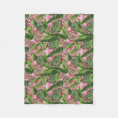 Roze groen tropisch Oerwoud botanisch Fleece Deken (Voorkant)