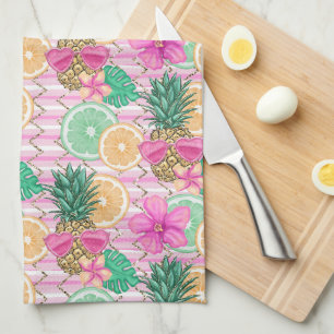 ROZE & GROEN TROPISCH ZOMERSTRAND THEMA THEEDOEK