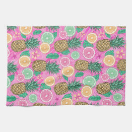 ROZE & GROEN TROPISCH ZOMERSTRAND THEMA THEEDOEK