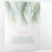 Roze groen tropische palmen waterverf kunst bruilo drieluik programma (Binnenzijde eerst)