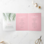 Roze groen tropische palmen waterverf kunst bruilo drieluik programma (Binnen)