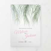 Roze groen tropische palmen waterverf kunst bruilo drieluik programma (Cover)