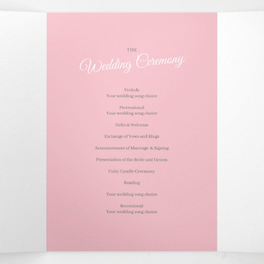 Roze groen tropische palmen waterverf kunst bruilo drieluik programma (Binnenkant midden)