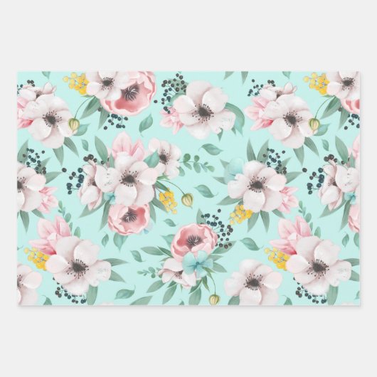  roze groen ventilatorpatroon inpakpapier vel (Voorkant)