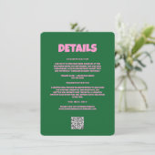 Roze Groen Vet Funky Groovy Wedding Detail Informatiekaartje (Staand voorkant)