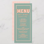 Roze Groen Vet Groovy Typografie Bruiloft Menu<br><div class="desc">Roze Groen Vet Groovy Typografie Bruiloft Menu</div>