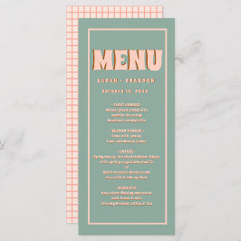 Roze Groen Vet Groovy Typografie Bruiloft Menu