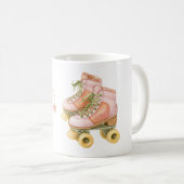 Roze Groen Veters Roller Skates Koffiemok (Voorkant rechts)