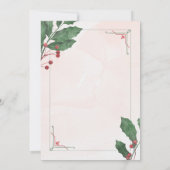 Roze & Groen Waterverf Kerstavond Diner Party Kaart (Achterkant)