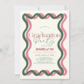 Roze & Groen Wavy Lijst Afstuderen Kaart (Voorkant)