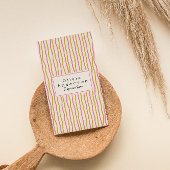 Roze Groen Wavy Stripes Trendy Boho Moderne QR-cod Visitekaartje