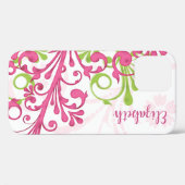 Roze Groen Wit Abstract Bloem Case-Mate iPhone Case (Achterkant (horizontaal))