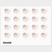 Roze Groen Wit Abstract Bloemen Bruiloft Hart Hart Sticker (Vel)