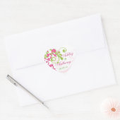 Roze Groen Wit Abstract Bloemen Bruiloft Hart Hart Sticker (Envelop)