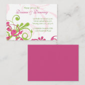 Roze Groen Wit Bloemen bruiloft receptie Kaart (Voorkant / Achterkant)