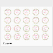 Roze Groen Wit Bloemen Bruiloft Stickers (Vel)