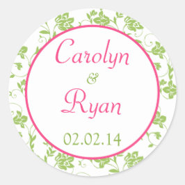 Roze Groen Wit Bloemen Bruiloft Stickers