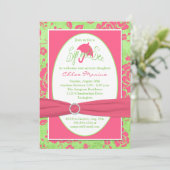 Roze Groen Wit Bloemen Sip en Zie Uitnodiging (Staand voorkant)